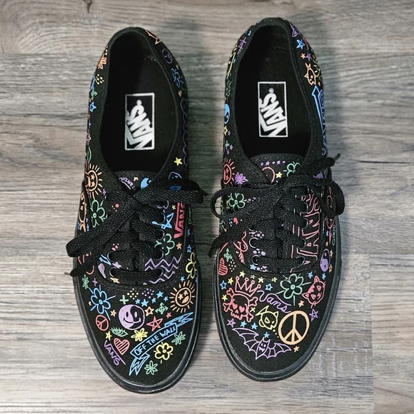 Vans Black Sneakers with Colorful Doodles - Picture 3 of 8